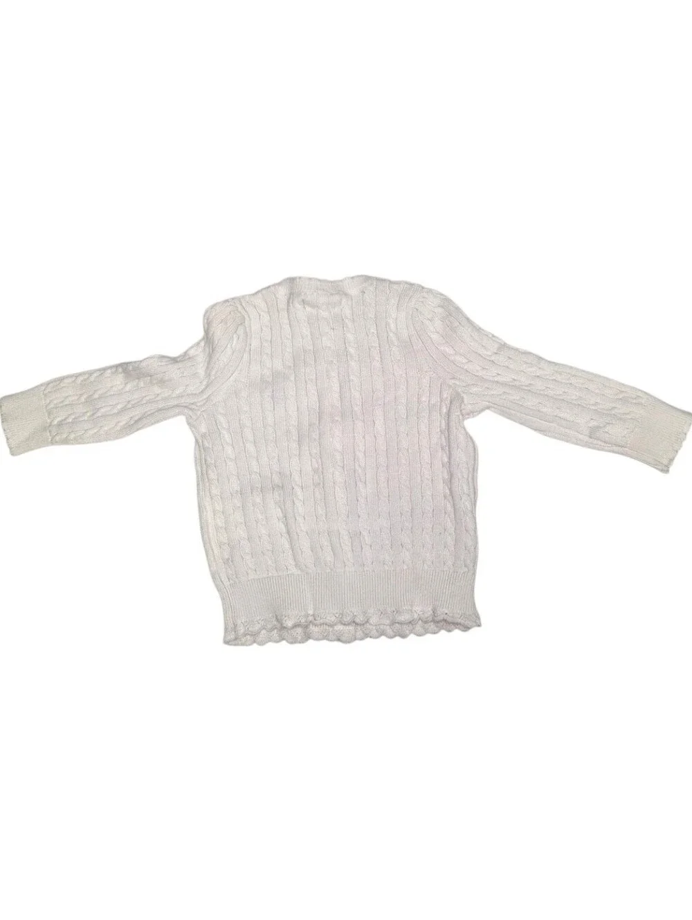 Ralph Lauren Deadstock Knit Cardigan Ruffled Sweater White Cream Size 12 Months
